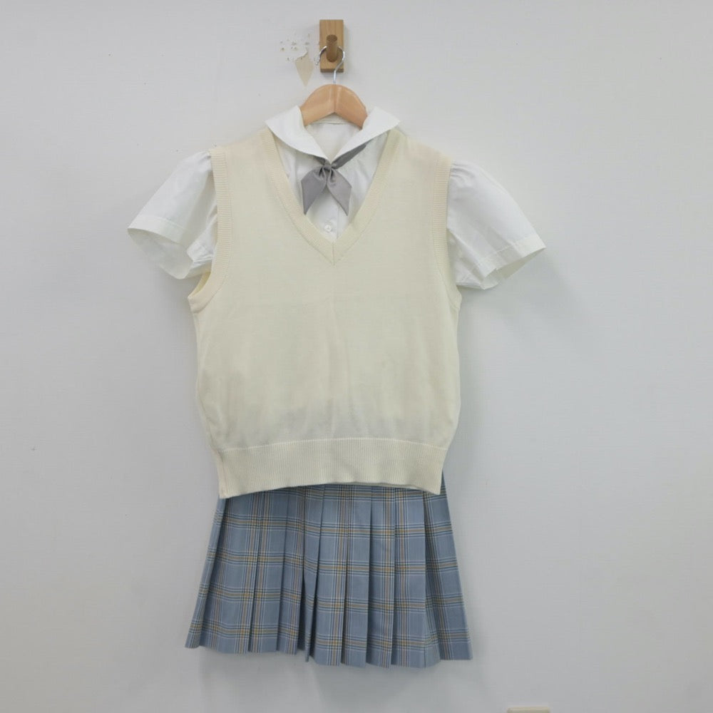 【中古】神奈川県 洗足学園中学高等学校 女子制服 5点（ニットベスト・シャツ・スカート）sf019461