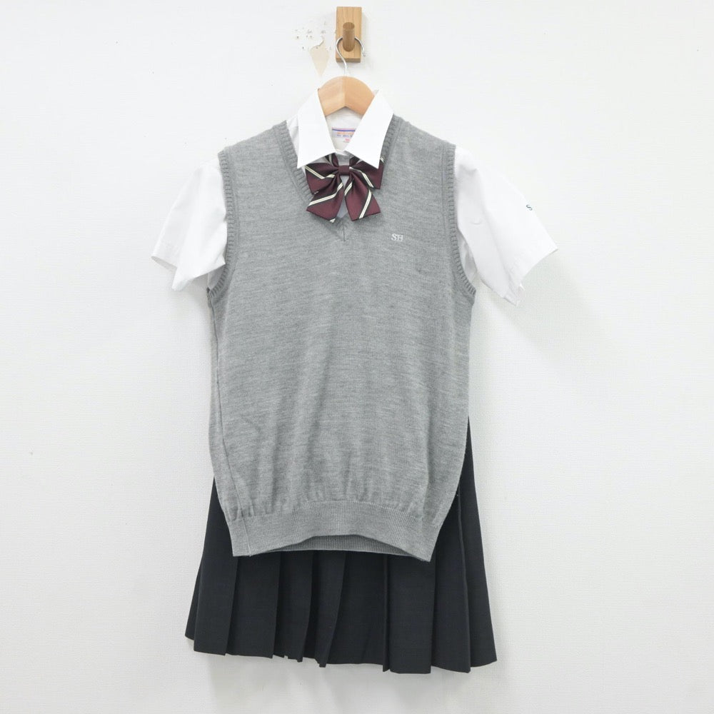 【中古】埼玉県 栄東高等学校 女子制服 6点（ベスト・ニットベスト・シャツ・スカート）sf019473