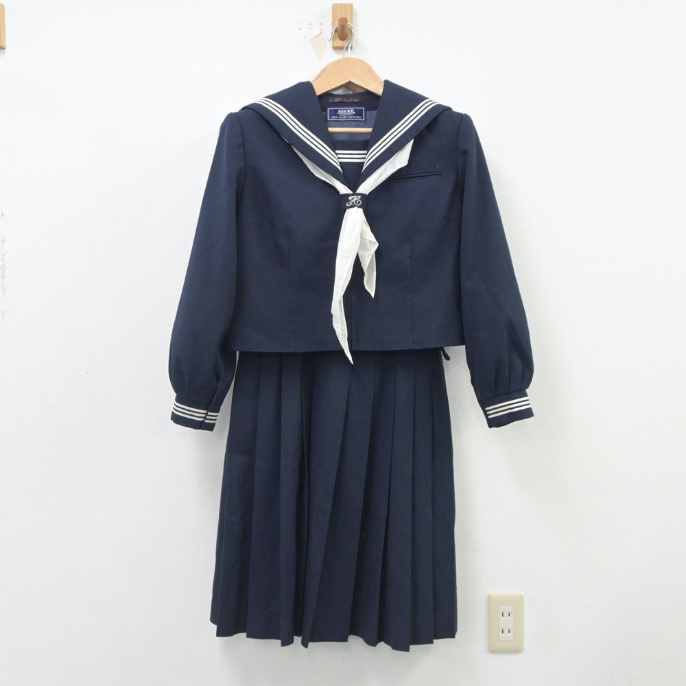 【中古】茨城県 高山中学校 女子制服 4点（セーラー服・ジャンパースカート・シャツ）sf019489