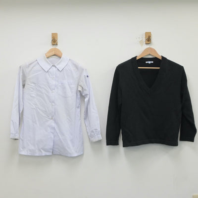 【中古】大分県 別府商業高等学校 女子制服 2点（シャツ・ニット）sf019529