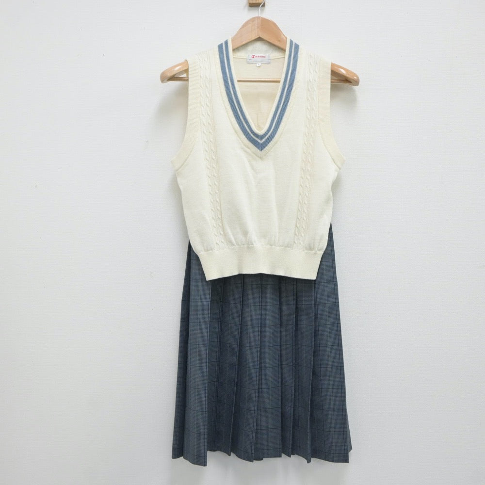 【中古】北海道 大麻中学校 女子制服 4点（ブレザー・ニットベスト・スカート）sf019560