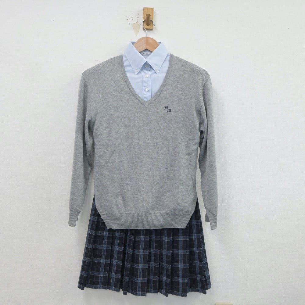 【中古】京都府 木津南中学校 女子制服 4点（ブレザー・ニット・シャツ・スカート）sf019567