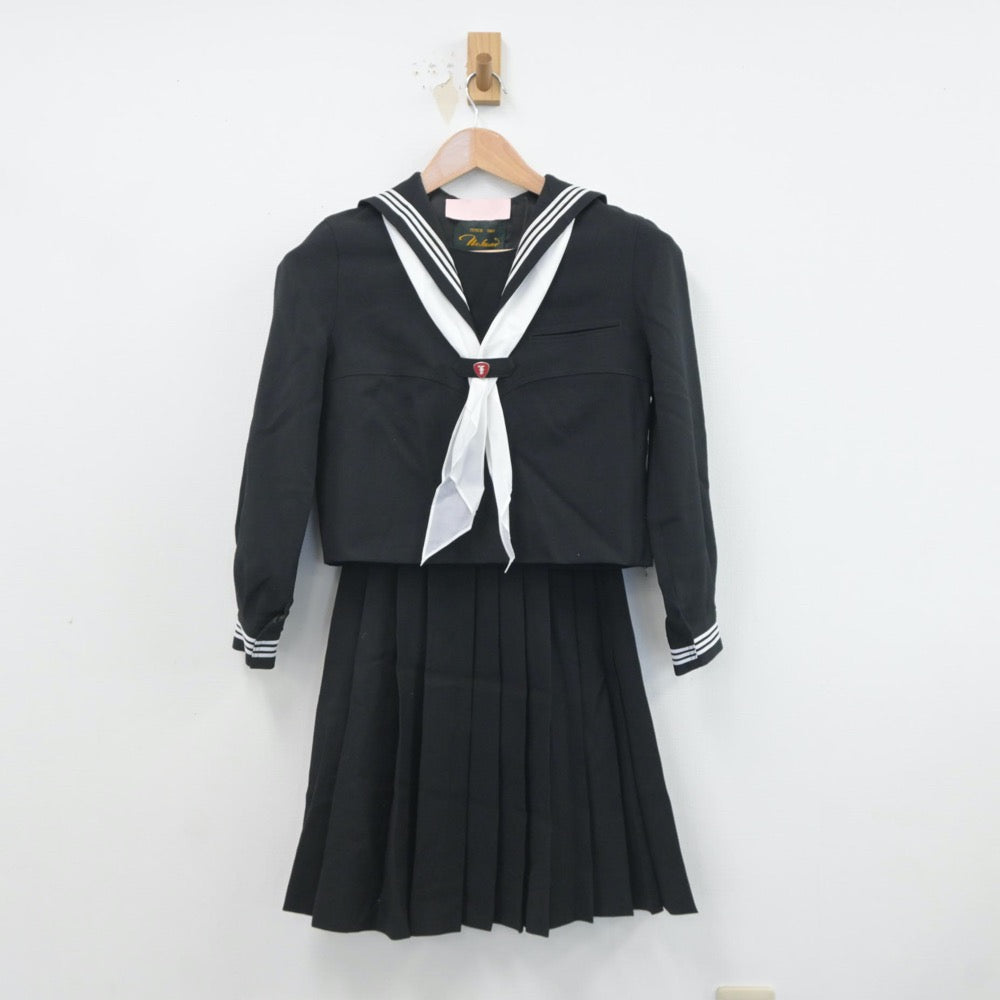 【中古】東京都 富士見中学校 女子制服 4点（セーラー服・ニット・スカート）sf019579