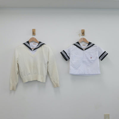 【中古】東京都 富士見中学校 女子制服 3点（セーラー服・ニット）sf019581