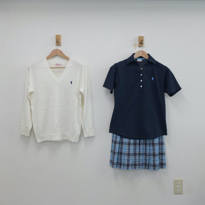 【中古】広島県 クラーク記念国際高等学校 女子制服 3点（ニット・シャツ・スカート）sf019583