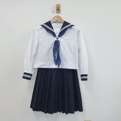 【中古】群馬県 小野中学校 女子制服 4点（セーラー服・セーラー服・スカート）sf019590