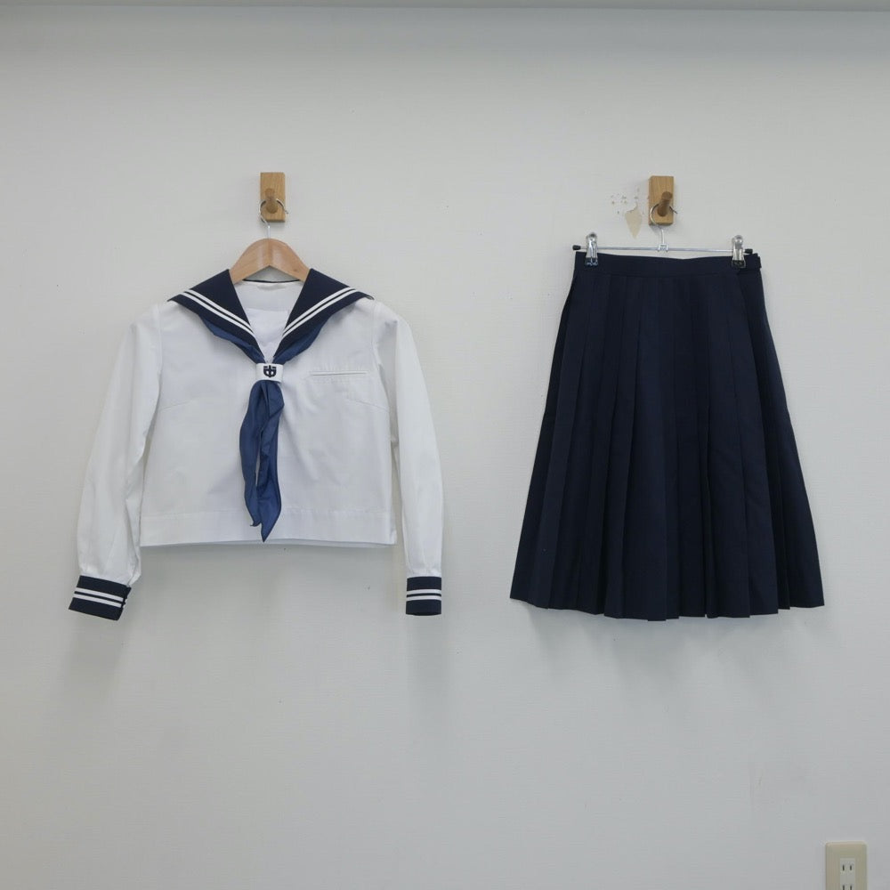 【中古】群馬県 小野中学校 女子制服 4点（セーラー服・セーラー服・スカート）sf019590