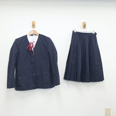 【中古】茨城県 三和北中学校 女子制服 4点（ブレザー・シャツ・スカート）sf019604