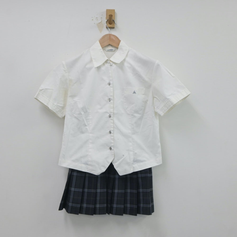 【中古】愛知県 山田高等学校 女子制服 4点（ニットベスト・シャツ・スカート）sf019611