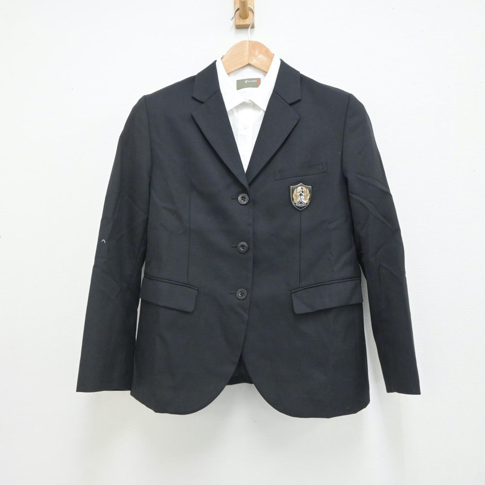 【中古】熊本県 文徳高等学校 女子制服 4点（ブレザー・ニット・シャツ）sf019645