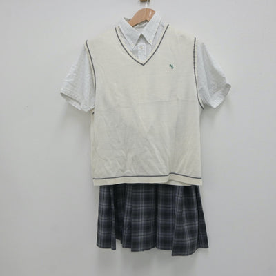 【中古】宮崎県 宮崎学園高校 女子制服 3点（シャツ・ニットベスト・スカート）sf019650