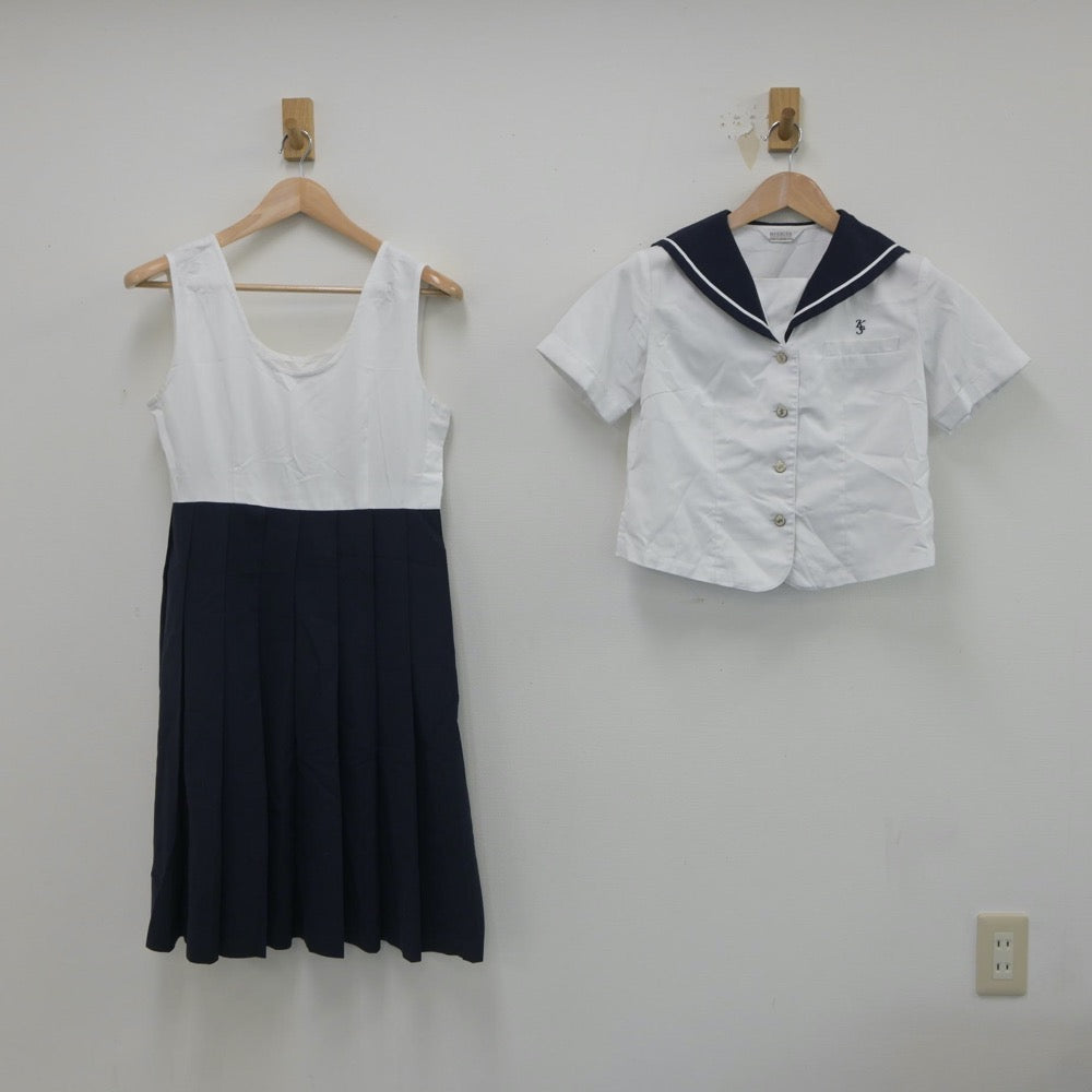 【中古】熊本県 慶誠高等学校 女子制服 3点（セーラー服・ジャンパースカート）sf019658