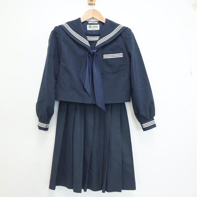 【中古】静岡県 磐田第一中学校 女子制服 3点（セーラー服・スカート）sf019675