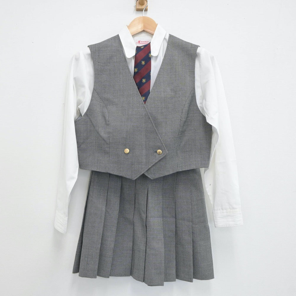 【中古】茨城県 水戸農業高等学校 女子制服 7点（ブレザー・シャツ・ベスト・スカート）sf019691