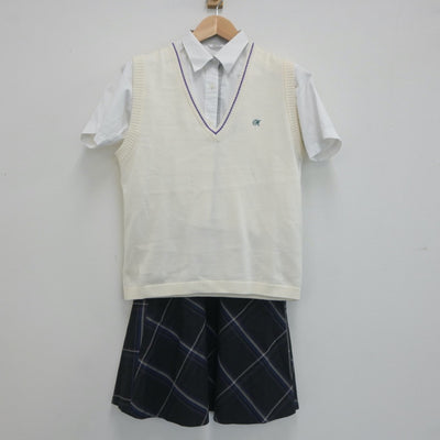 【中古】愛知県 名古屋大谷高等学校 女子制服 3点（シャツ・ニットベスト・スカート）sf019693