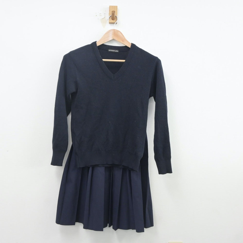 【中古】秋田県 御野場中学校 女子制服 2点（ニット・スカート）sf019759