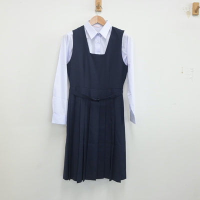 【中古】茨城県 水戸第二高等学校 女子制服 3点（ブレザー・ジャンパースカート・シャツ）sf019760