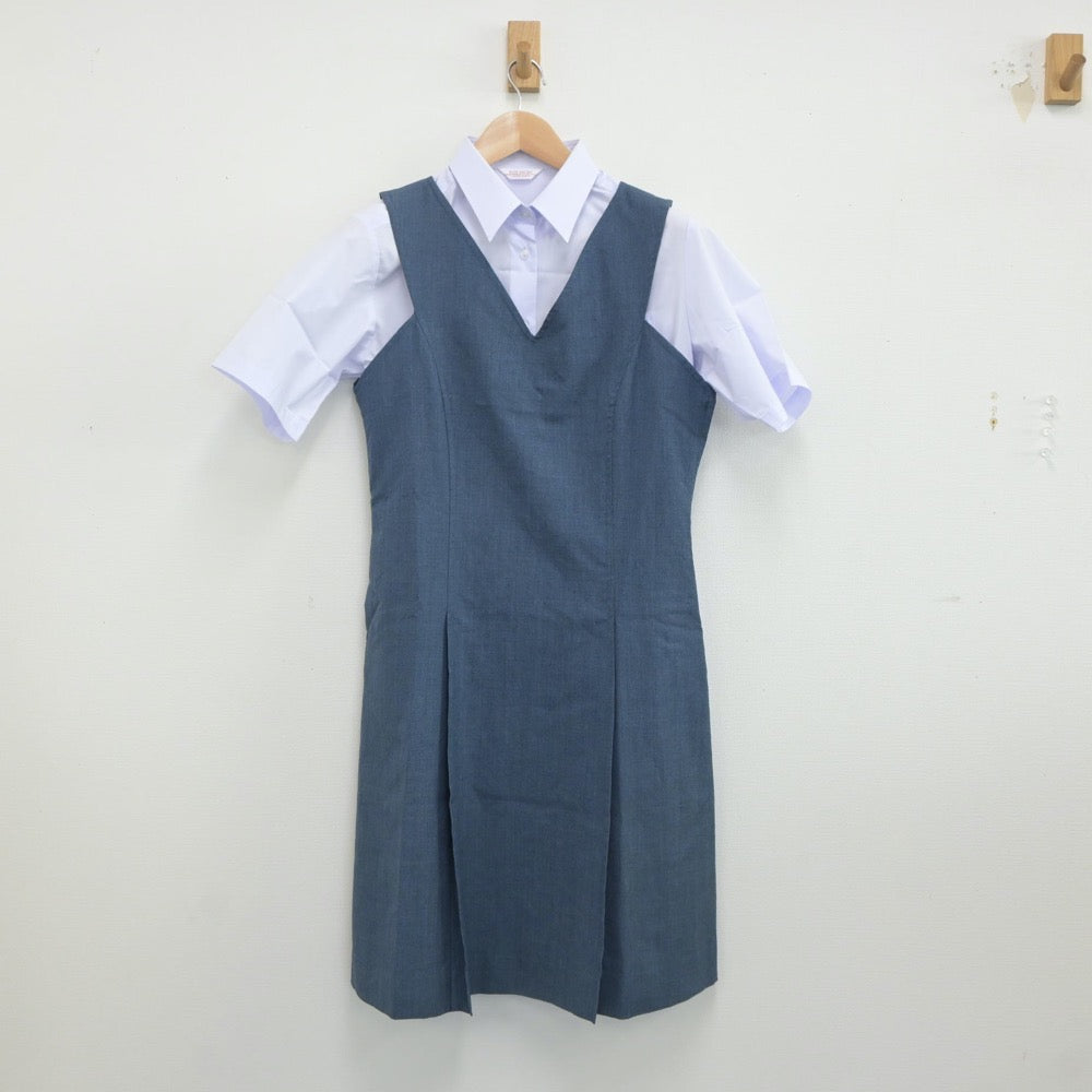 【中古】茨城県 水戸第二高等学校 女子制服 2点（ジャンパースカート・シャツ）sf019761