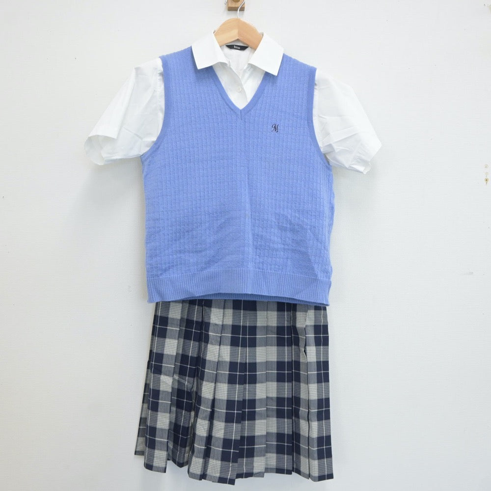 【中古】東京都 三輪田学園中学校・高等学校 女子制服 3点（ニットベスト・シャツ・スカート）sf019783