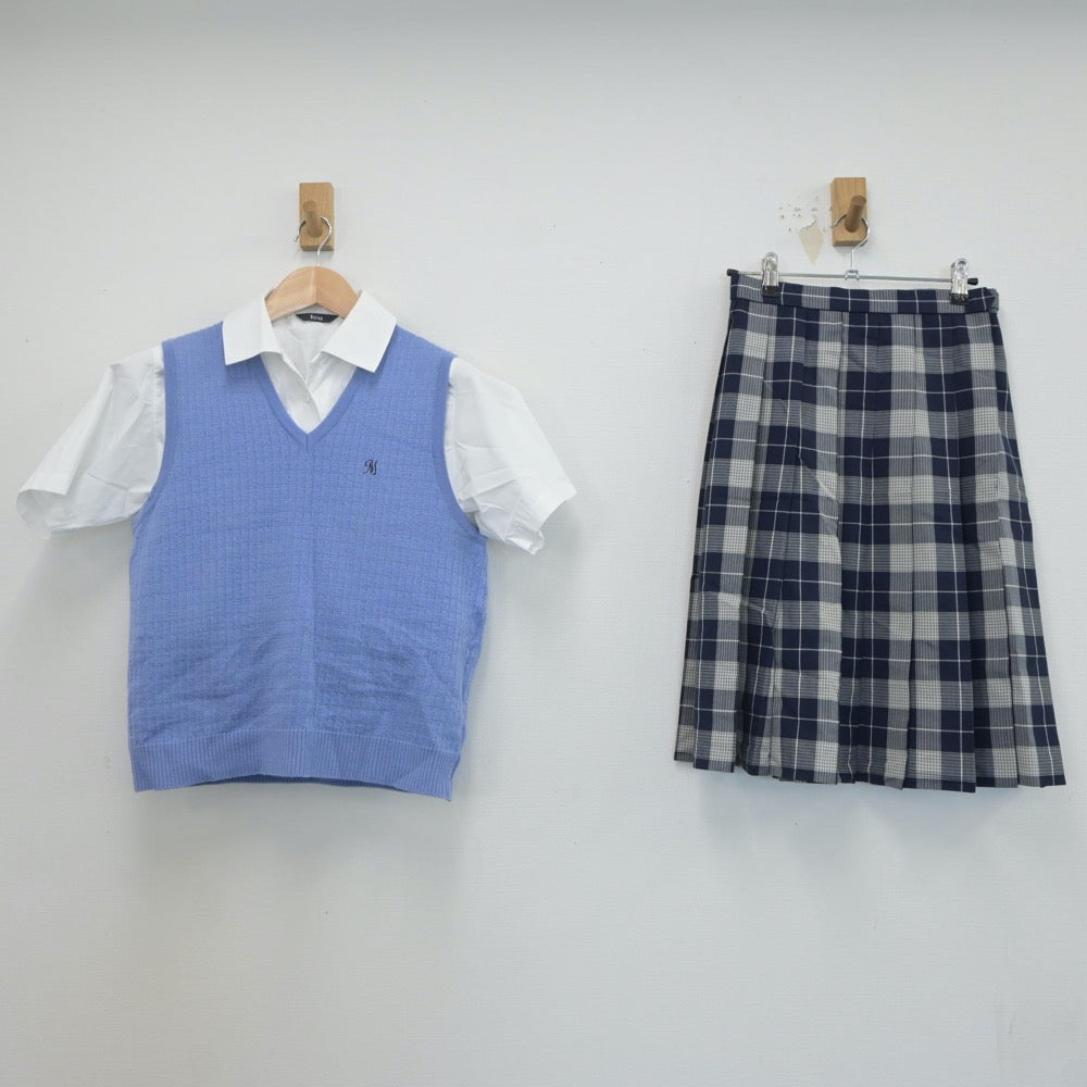 【中古】東京都 三輪田学園中学校・高等学校 女子制服 3点（ニットベスト・シャツ・スカート）sf019783