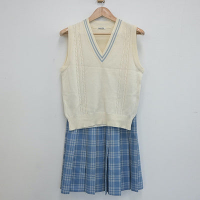 【中古】北海道 北海道東商業高等学校 女子制服 2点（ニットベスト・スカート）sf019793