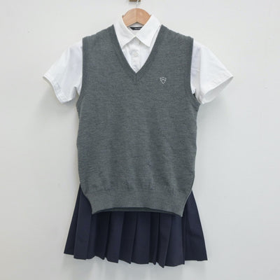 【中古】東京都 青山学院高等部 女子制服 3点（ニットベスト・シャツ・スカート）sf019826