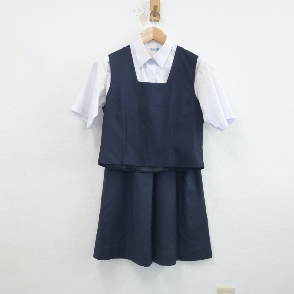 【中古】埼玉県 熊谷商業高等学校 女子制服 3点（ベスト・シャツ・スカート）sf019835