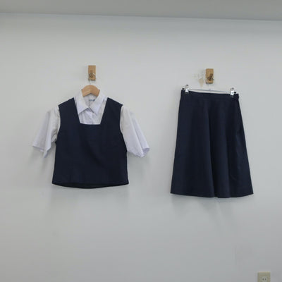 【中古】埼玉県 熊谷商業高等学校 女子制服 3点（ベスト・シャツ・スカート）sf019835