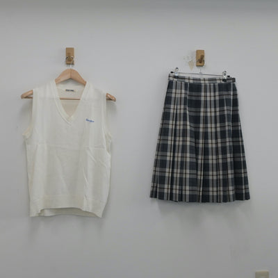 【中古】静岡県 沼津市立高等学校 女子制服 2点（ニットベスト・スカート）sf019879