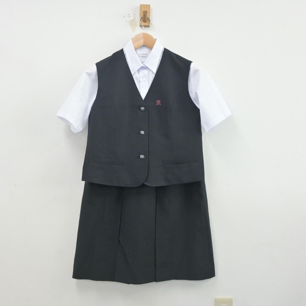 【中古】京都府 京都芸術高等学校 女子制服 3点（ベスト・シャツ・スカート）sf019883