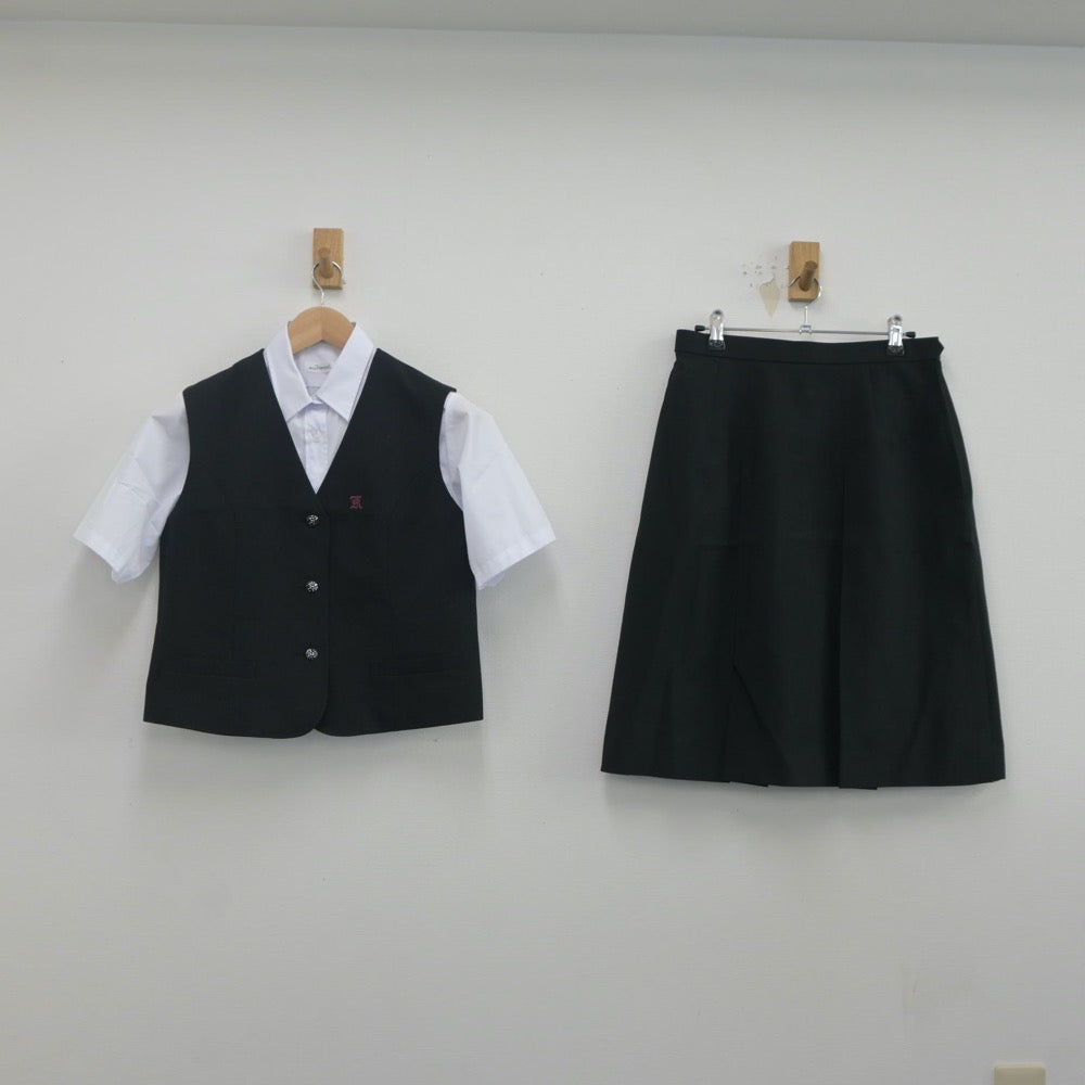 【中古】京都府 京都芸術高等学校 女子制服 3点（ベスト・シャツ・スカート）sf019883