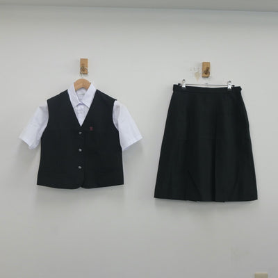 【中古】京都府 京都芸術高等学校 女子制服 3点（ベスト・シャツ・スカート）sf019883