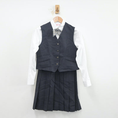 【中古】愛媛県 新居浜南高等学校 女子制服 5点（ブレザー・ベスト・シャツ・スカート）sf019888