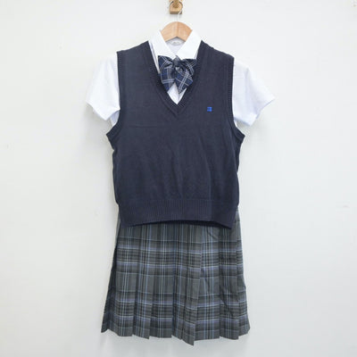 【中古】埼玉県 叡明高等学校 女子制服 4点（シャツ・ニットベスト・スカート）sf019895