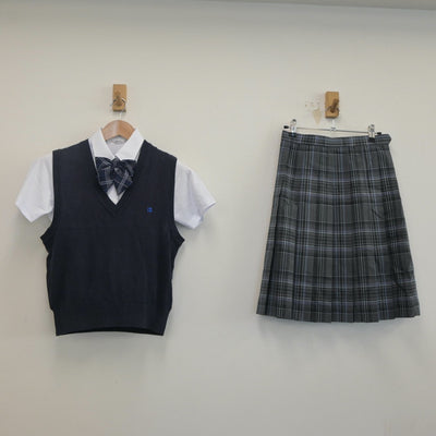 【中古】埼玉県 叡明高等学校 女子制服 4点（シャツ・ニットベスト・スカート）sf019895