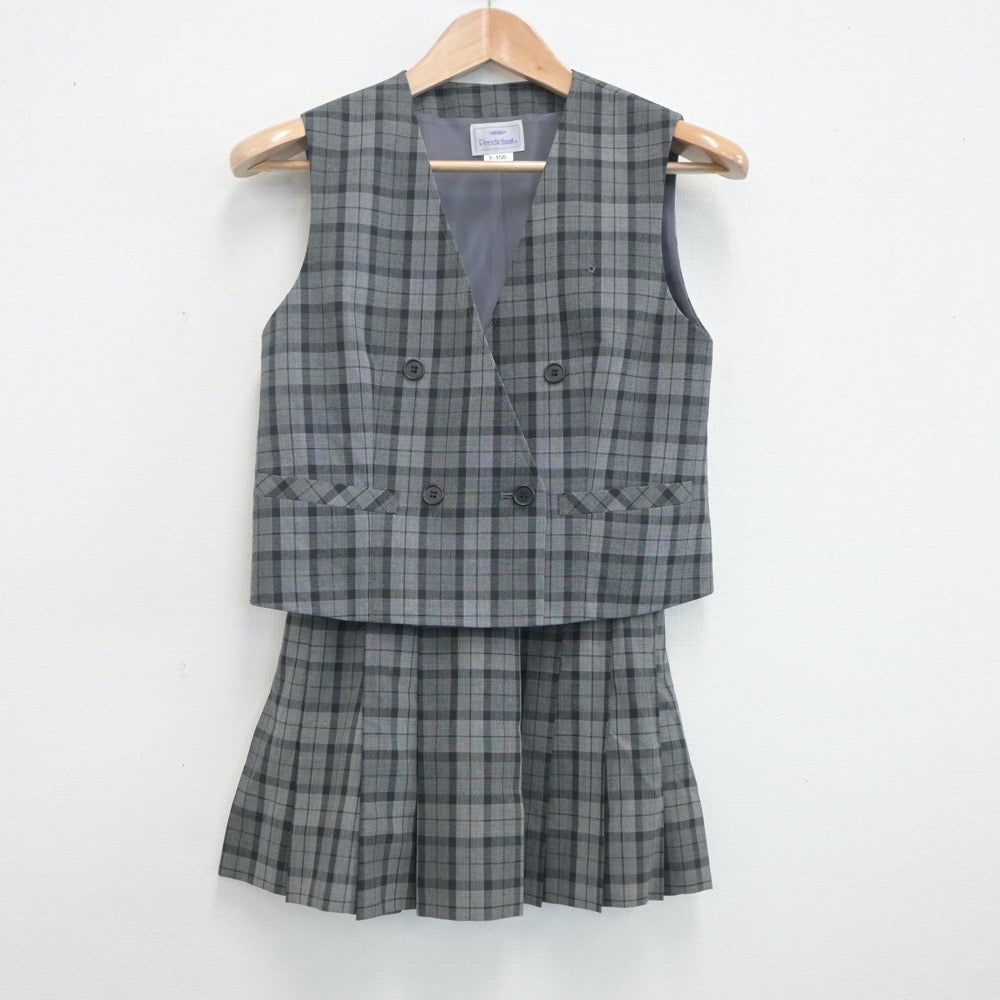 【中古】埼玉県 久喜工業高等学校 女子制服 2点（ベスト・スカート）sf019897