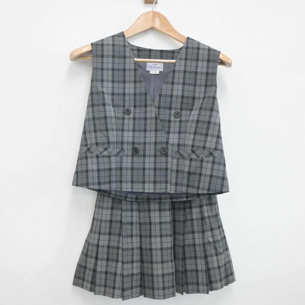 【中古】埼玉県 久喜工業高等学校 女子制服 2点（ベスト・スカート）sf019898