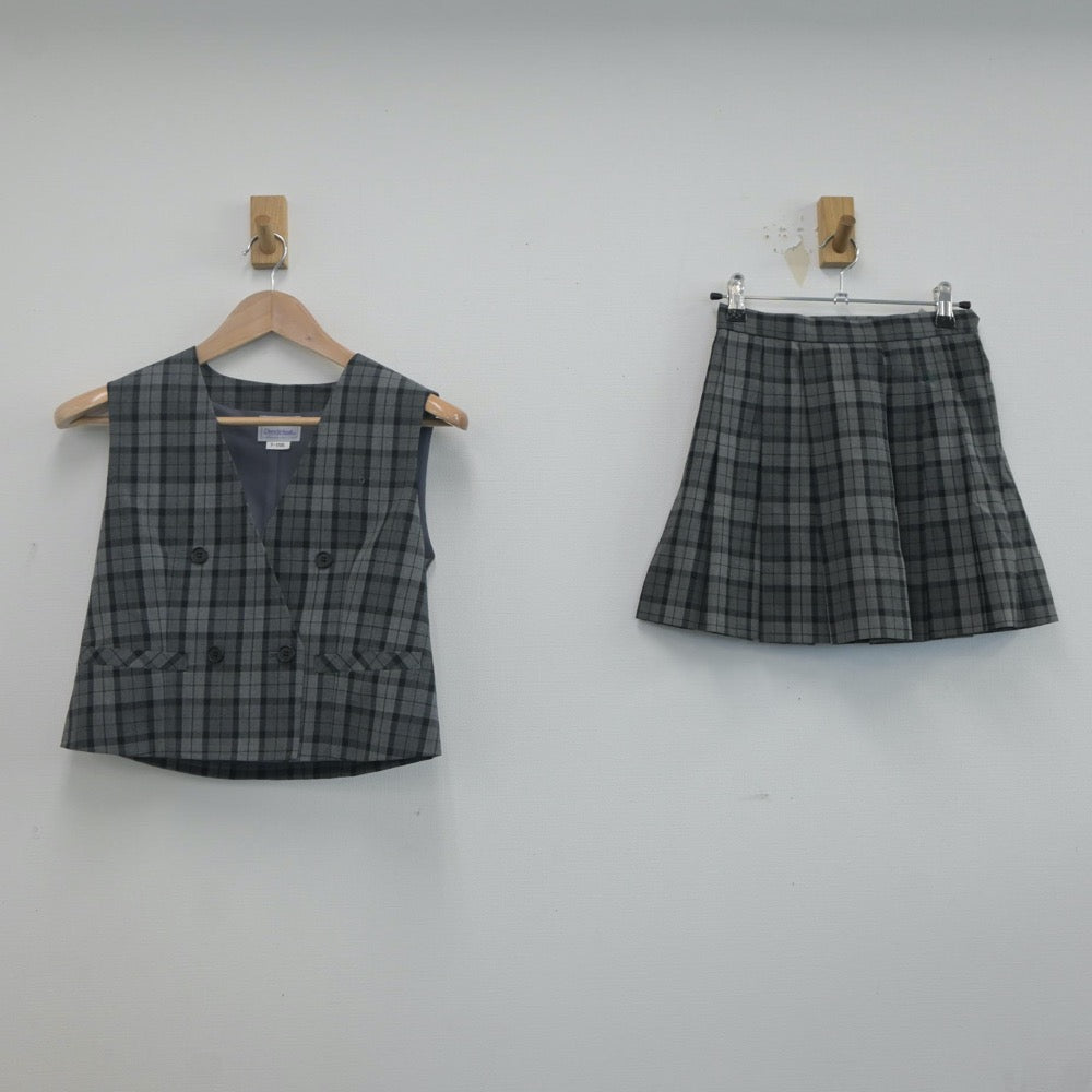 【中古】埼玉県 久喜工業高等学校 女子制服 2点（ベスト・スカート）sf019898