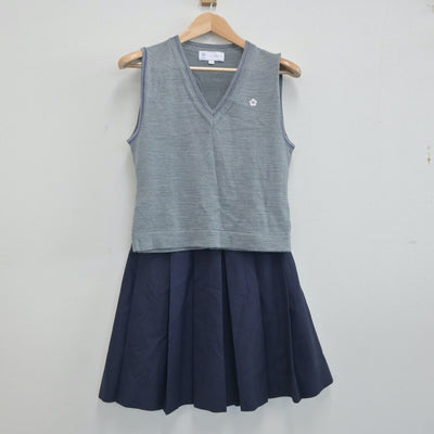 【中古】東京都 跡見学園中学校 女子制服 2点（ニットベスト・スカート）sf019910