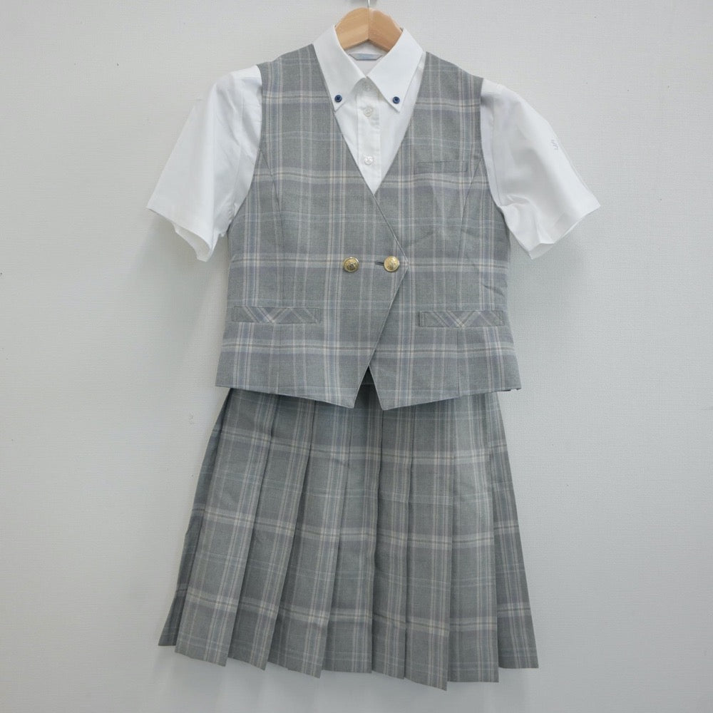 【中古】青森県 柴田学園高等学校 女子制服 3点（シャツ・ベスト・スカート）sf019931