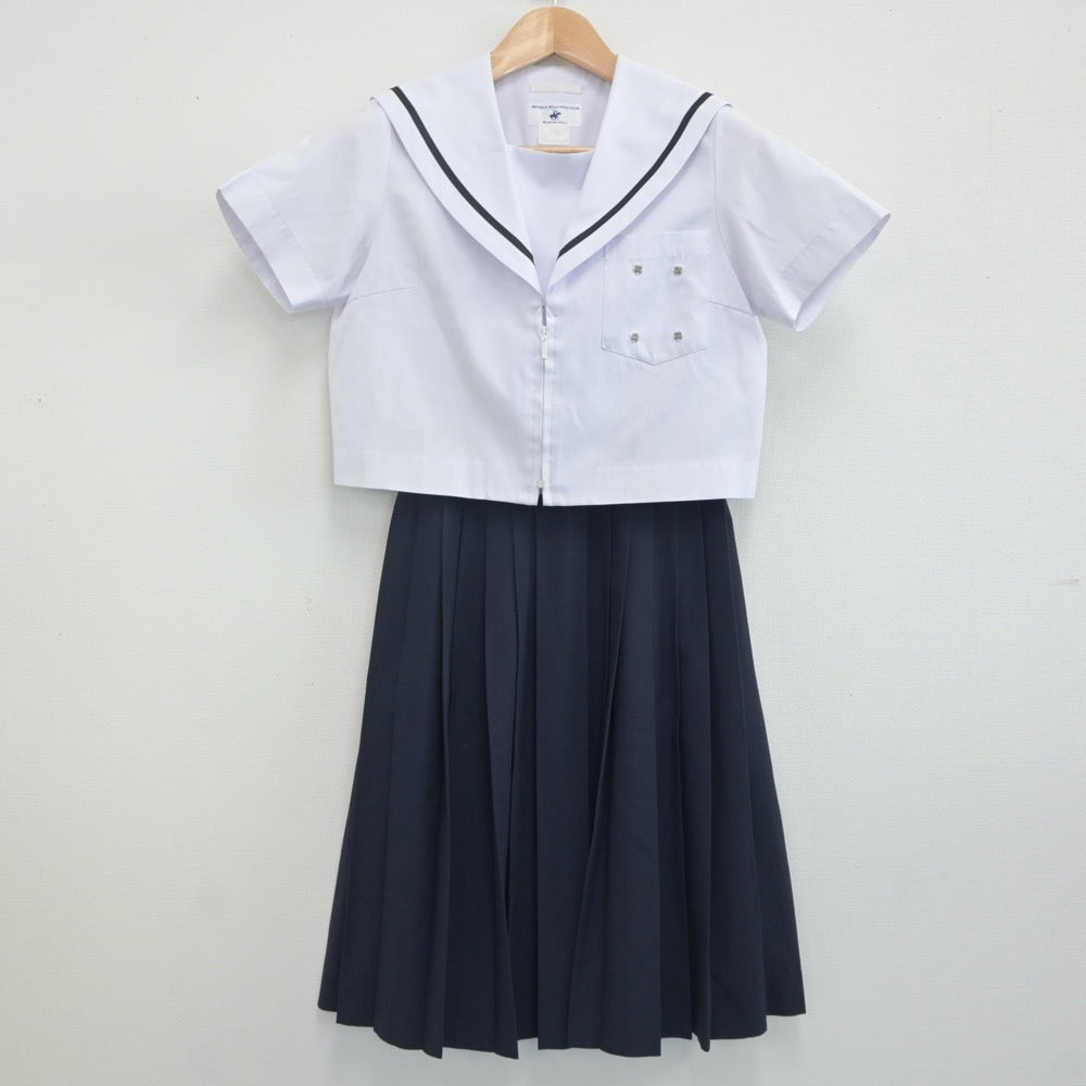 【中古】愛知県 豊明中学校 女子制服 2点（セーラー服・スカート）sf019941