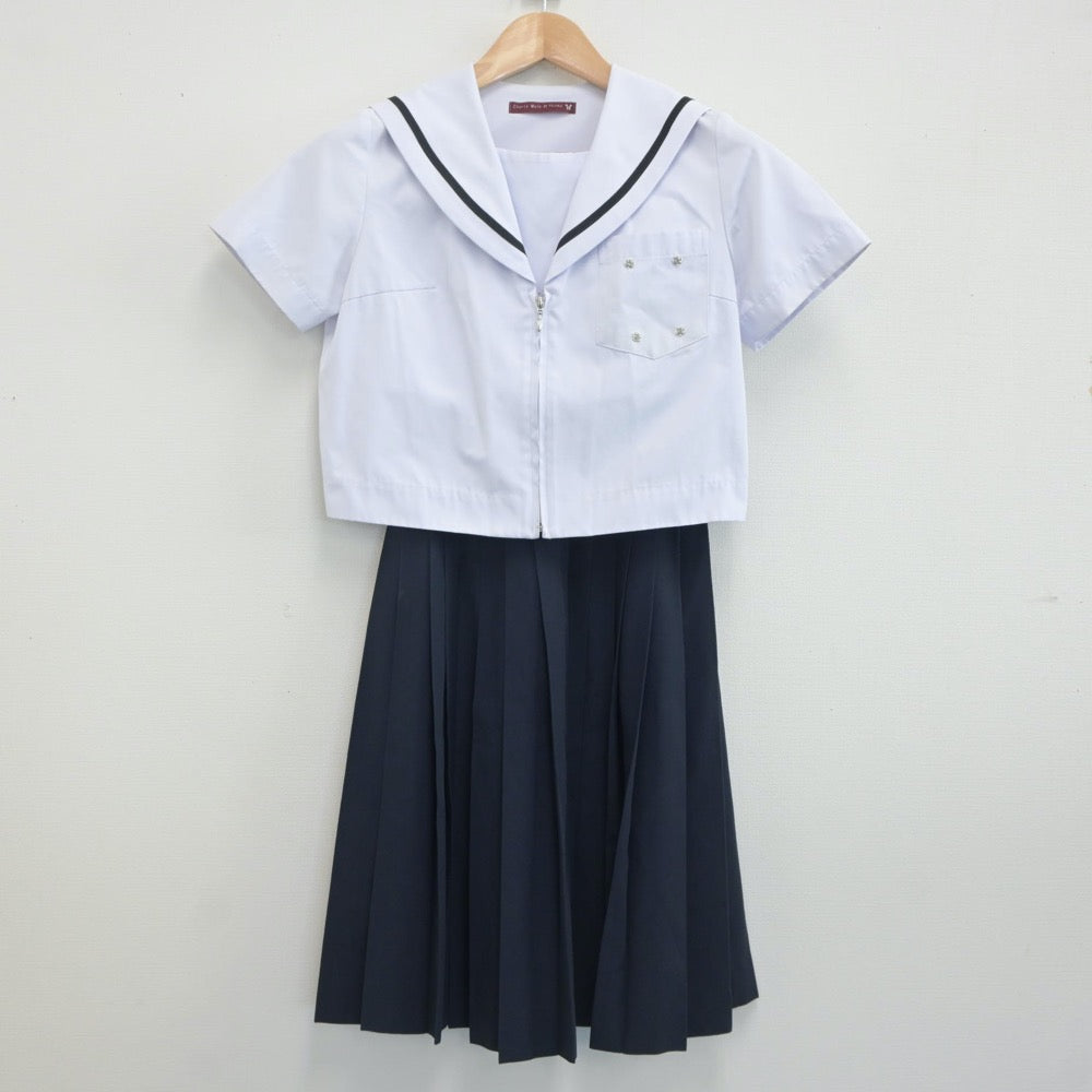 【中古】愛知県 豊明中学校 女子制服 2点（セーラー服・スカート）sf019942