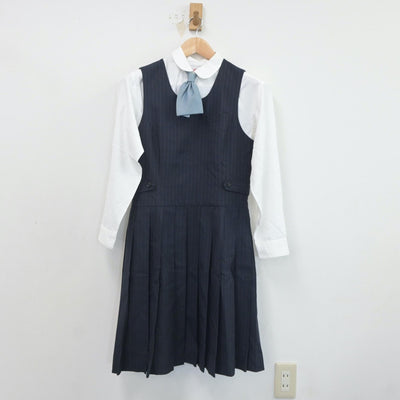 【中古】静岡県 藤枝順心高等学校 女子制服 7点（ブレザー・ジャンパースカート・シャツ）sf019986