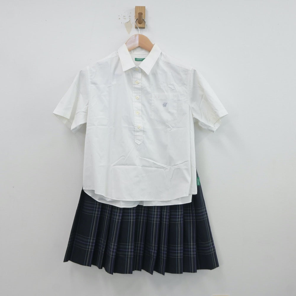 【中古】福岡県 福岡大学附属若葉高等学校 女子制服 4点（ニットベスト・シャツ・スカート）sf020009