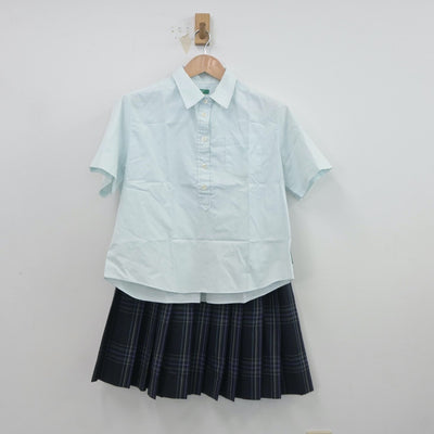 【中古】福岡県 福岡大学附属若葉高等学校 女子制服 4点（ニットベスト・シャツ・スカート）sf020009