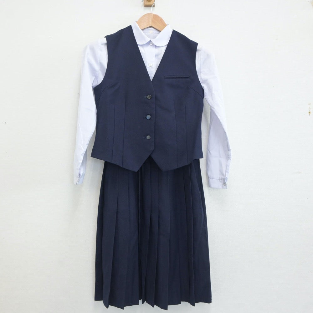 【中古】千葉県 習志野台中学校 女子制服 4点（ブレザー・シャツ・ベスト・スカート）sf020026