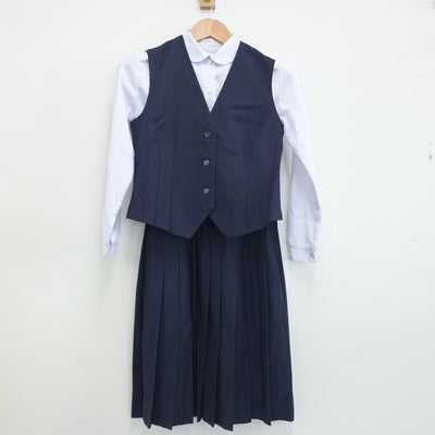 【中古】千葉県 習志野台中学校 女子制服 4点（ブレザー・シャツ・ベスト・スカート）sf020026