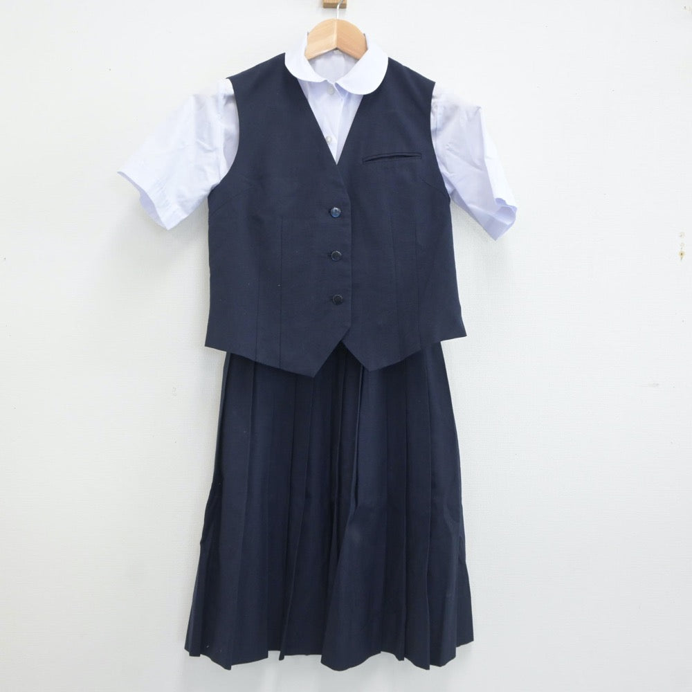 【中古】千葉県 習志野台中学校 女子制服 3点（シャツ・ベスト・スカート）sf020027