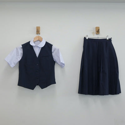 【中古】千葉県 習志野台中学校 女子制服 3点（シャツ・ベスト・スカート）sf020027