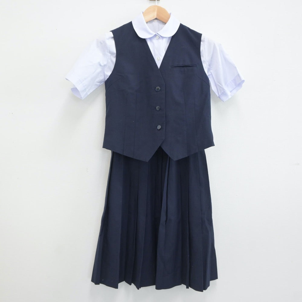 【中古】千葉県 習志野台中学校 女子制服 3点（シャツ・ベスト・スカート）sf020028